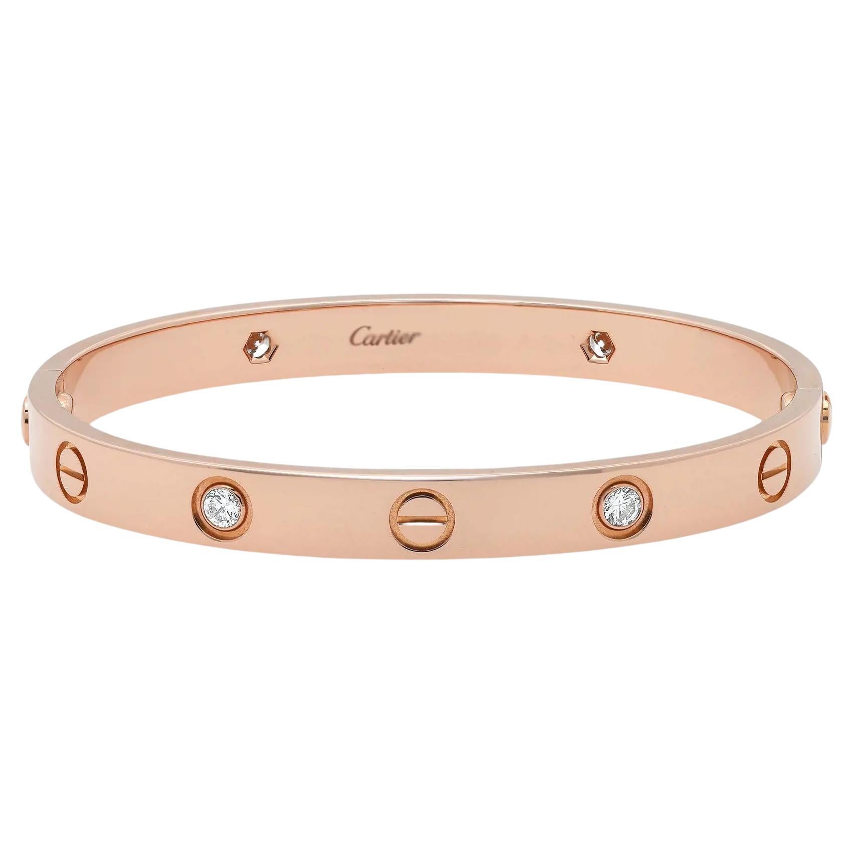 Cartier Love Bracelet 4 Diamonds 18k Rose Gold size 19 at 1stDibs | 750 cartier  ol4783 price, 19 750 cartier ol4783, 750 cartier bracelet ol4783 price