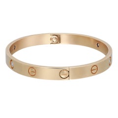 Cartier Love Bracelet 4 Diamonds Classic Model 18K Yellow Gold Size 18