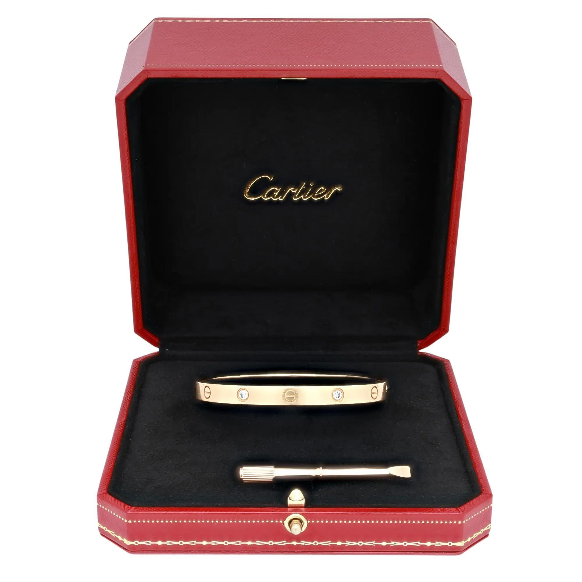 Cartier Bracciale dell'Amore 4 Diamanti Modello Classico Oro Giallo 18K Taglia 18 in vendita 1