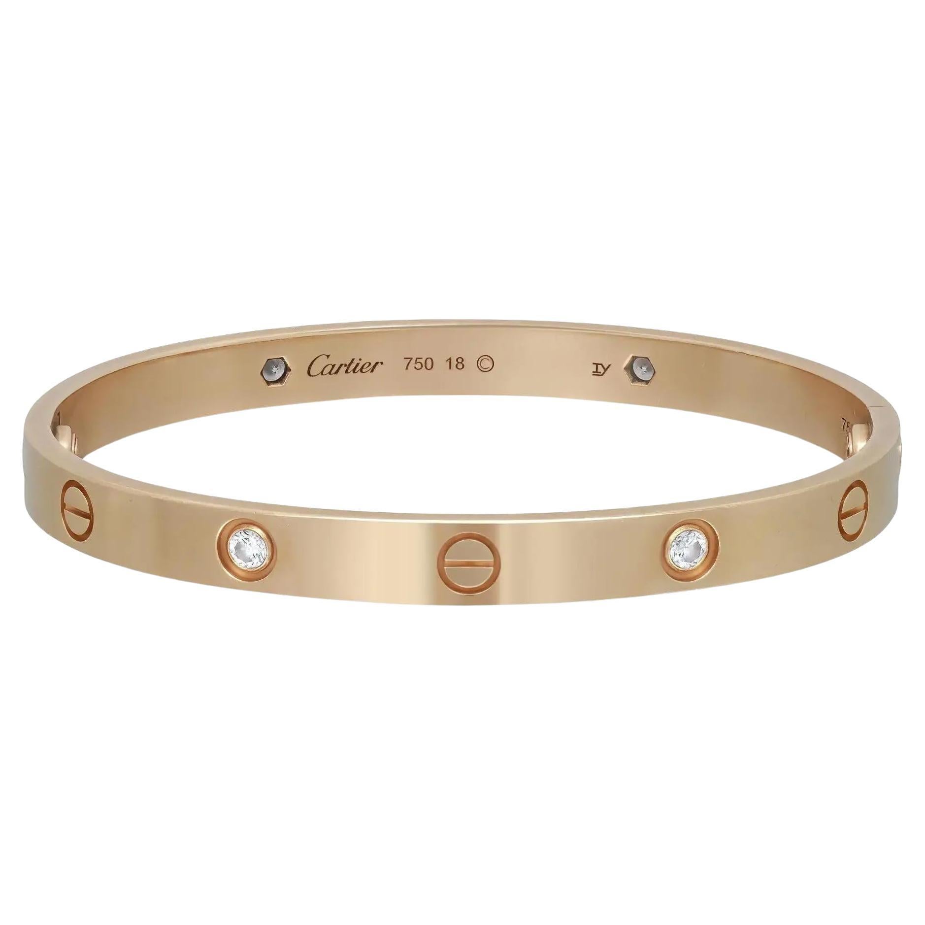 Cartier Bracciale dell'Amore 4 Diamanti Modello Classico Oro Giallo 18K Taglia 18 in vendita