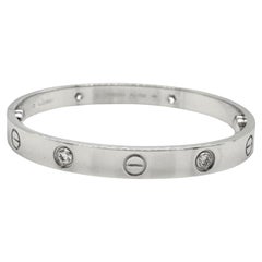 Cartier Bracciale dell'Amore 4 Diamanti in Oro Bianco 18k, Misura 16 (C.C.)