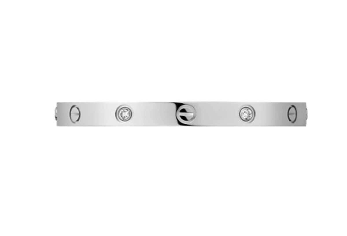 Round Cut Cartier Love Bracelet 4 Diamonds in 18 Karat White Gold