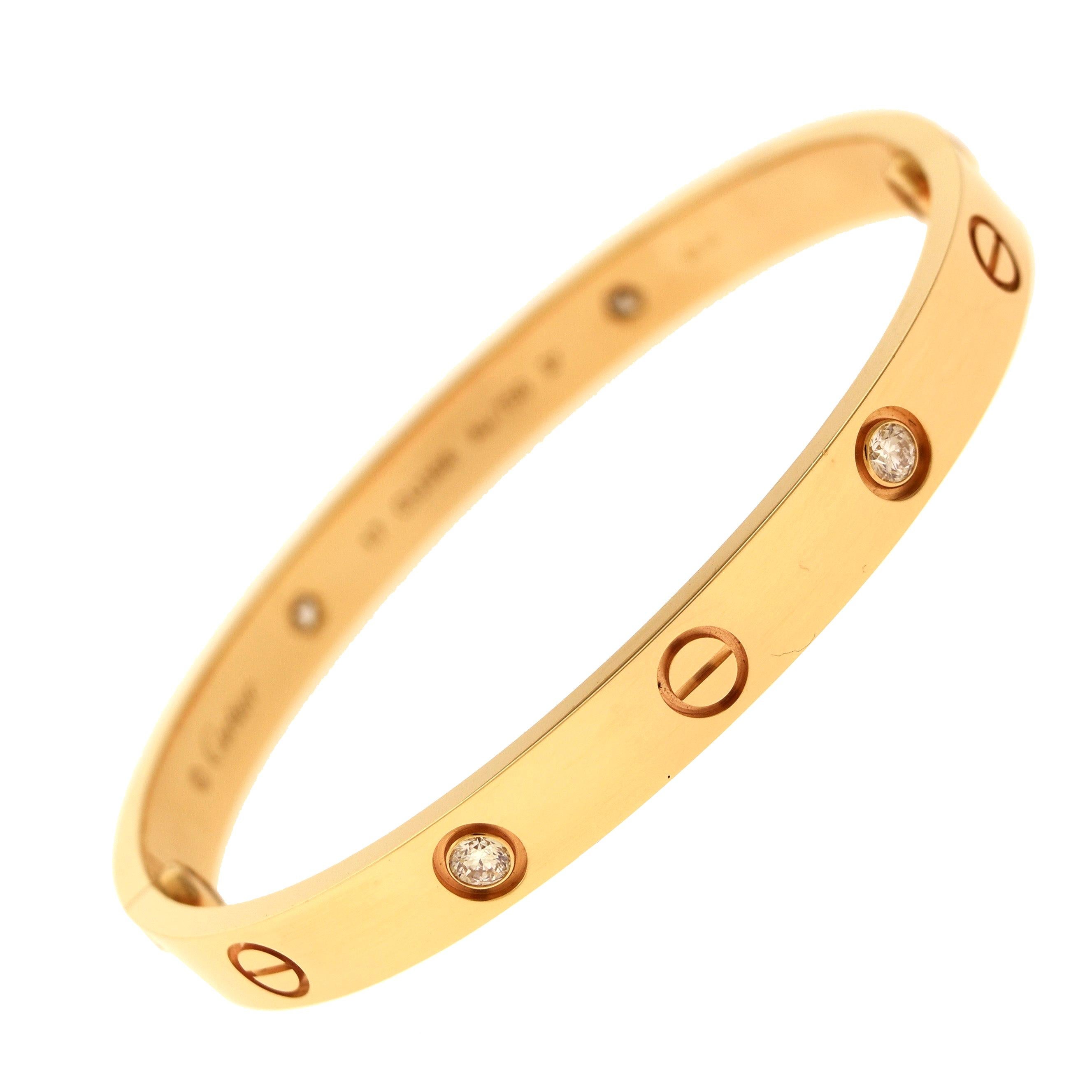 cartier love bracelet rose gold 4 diamonds price