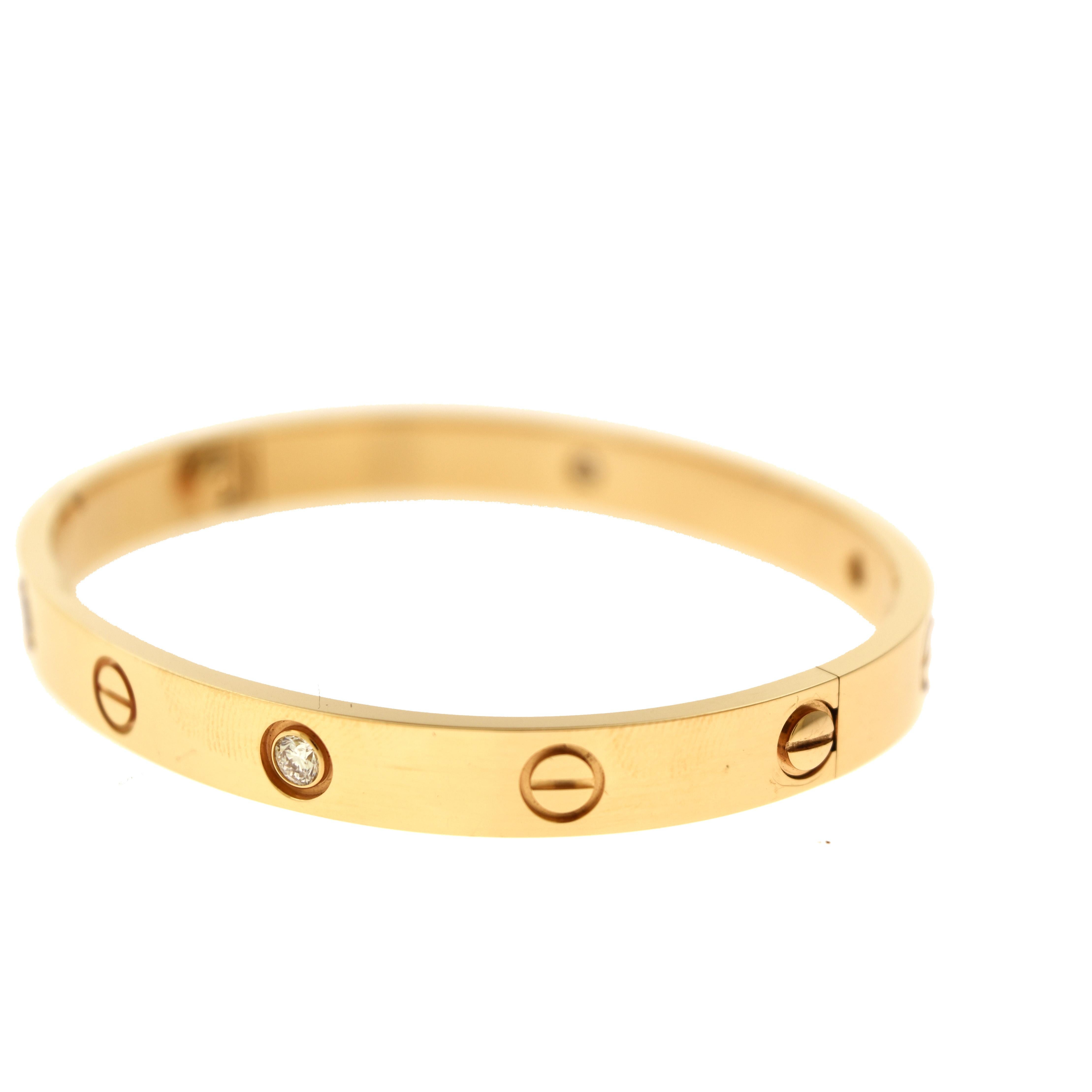 Cartier Love-Armband aus Roségold mit 4 Diamanten, ''C-332'' im Zustand „Gut“ in Miami, FL