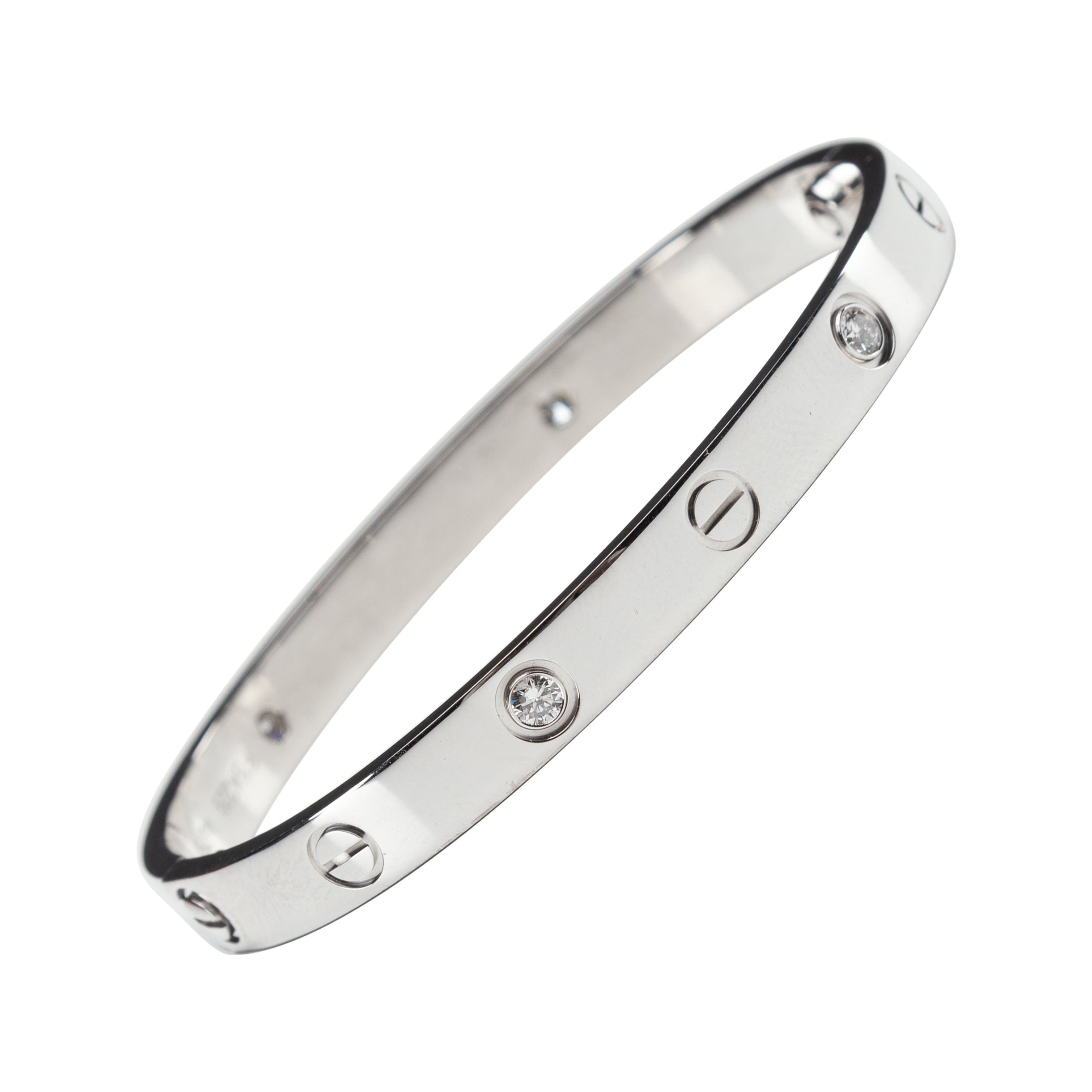 Cartier Love Bracelet 4 Diamonds White Gold Size 17