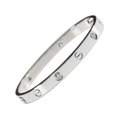 Cartier Love Bracelet 4 Diamonds White Gold Size 17