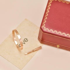 Cartier Love Bracelet 4 Pink Sapphire 18k Rose Gold Size 17