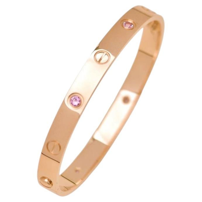 Pulsera Cartier Love con 4 zafiros rosas, oro rosa de 18k, talla 17
