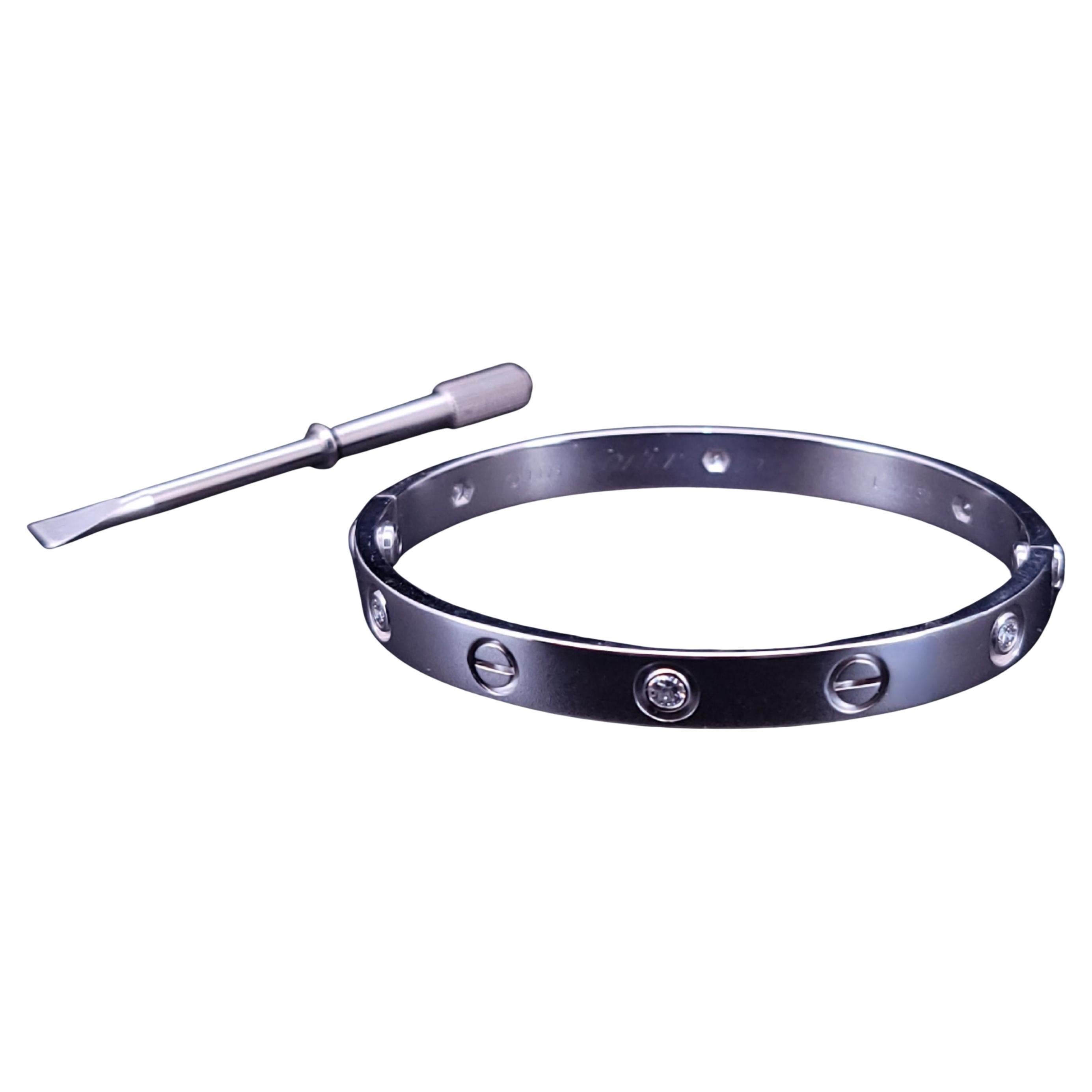 Cartier Love-Armband aus Weißgold mit 6 Diamanten, Größe 16