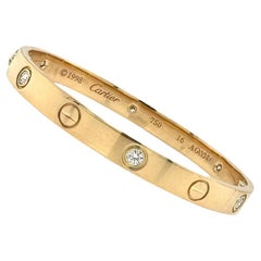 Used Cartier Love Bracelet 6 Diamonds in 18k Yellow Gold