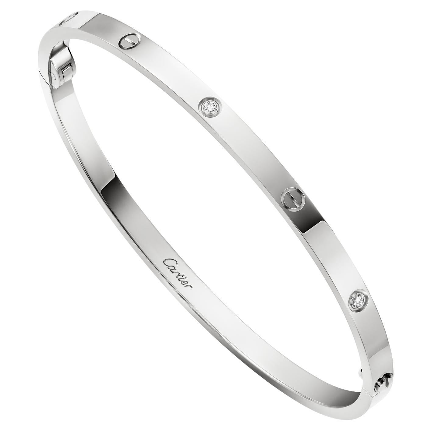 Cartier Bracciale dell'Amore 6 Diamanti Modello Piccolo In Oro Bianco 18K in vendita