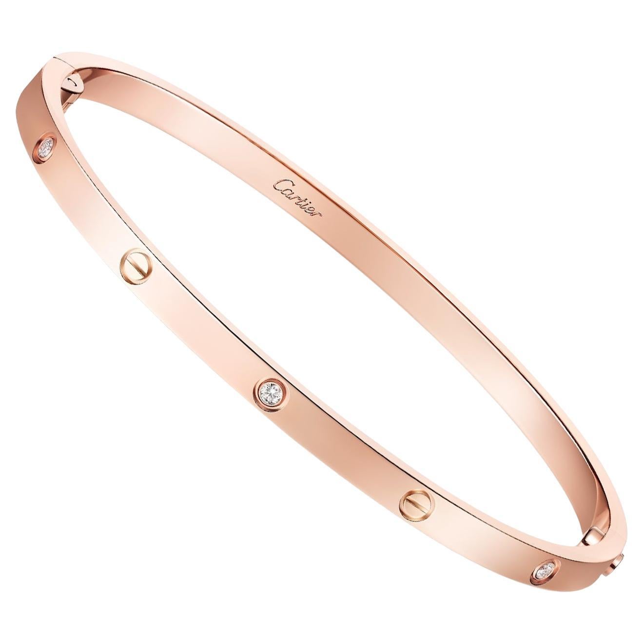 Cartier Bracciale dell'Amore 6 Diamanti Modello Piccolo Chiusura a vite singola Oro Rosa 18K in vendita