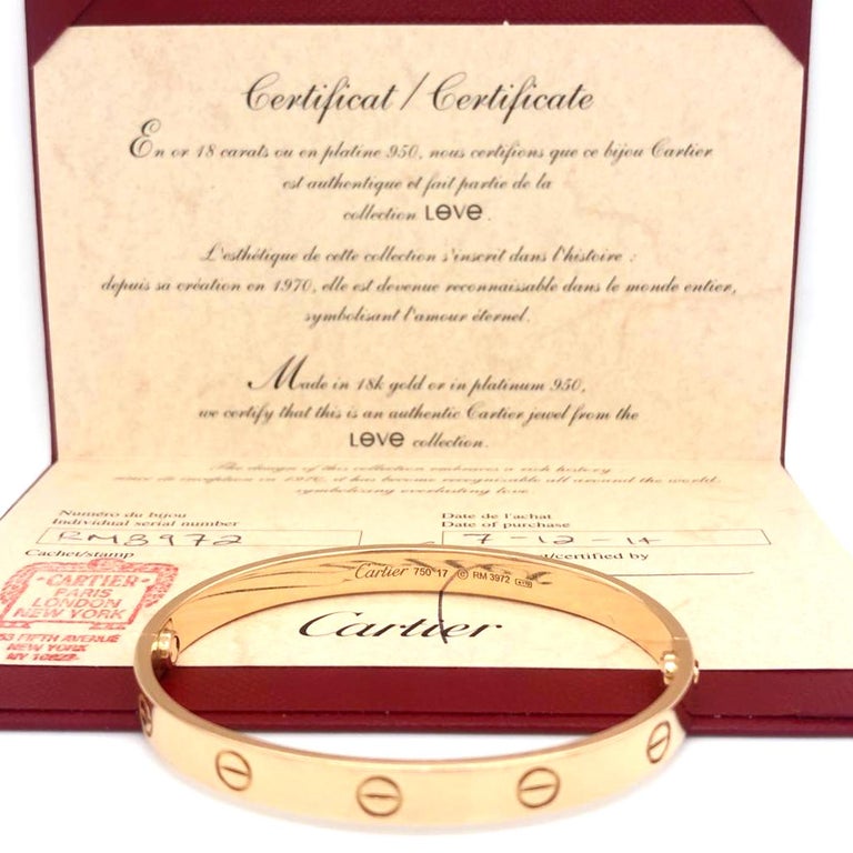 Cartier Love Bracelet 18 Karat Rose Gold Vintage With Screwdriver For Sale At 1stdibs Cartier Love Vintage