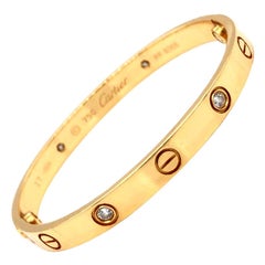 Cartier LOVE Bracelet 18K Yellow Gold 4 Brilliant Cut Diamonds with Screwdriver