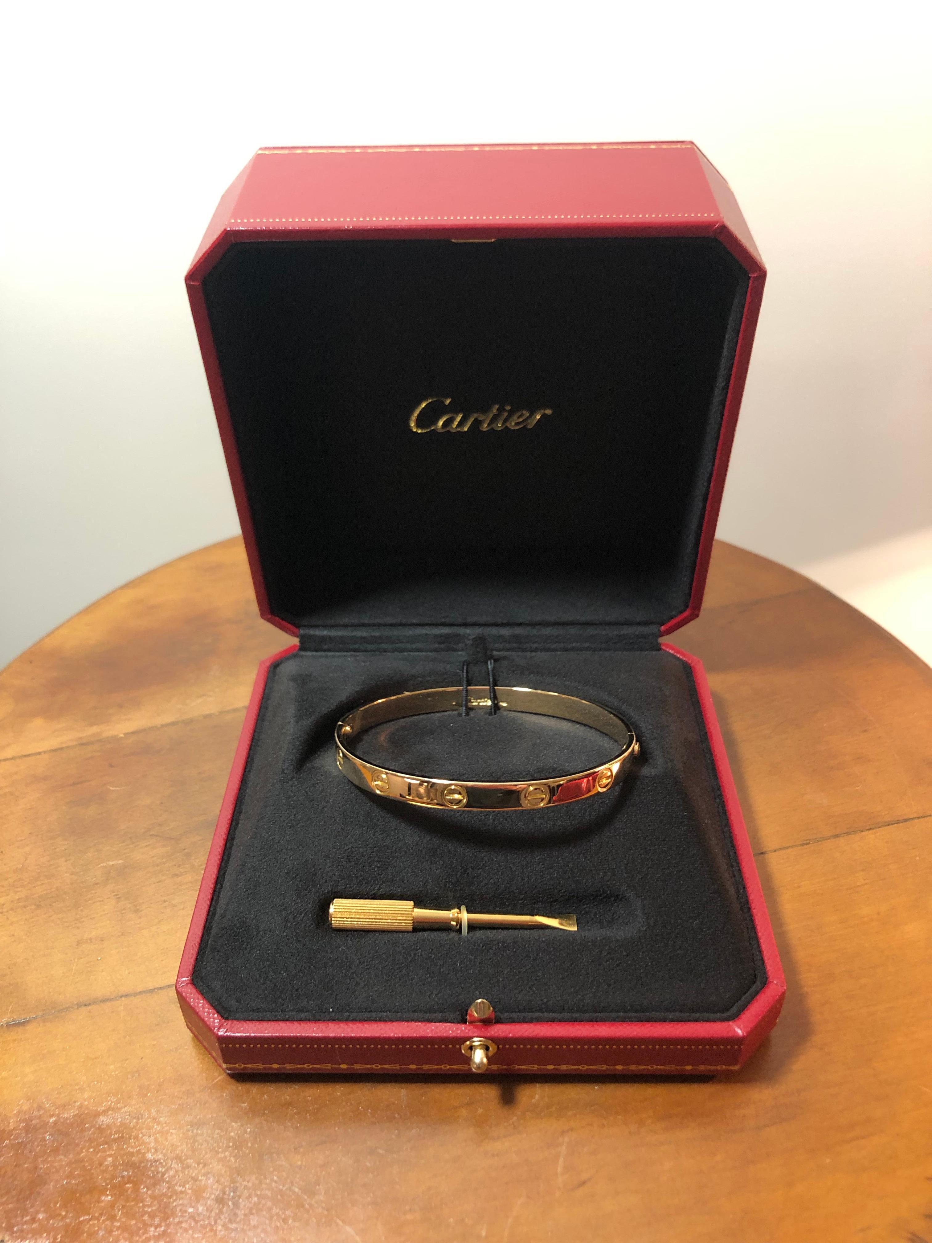 Cartier Love Bracelet Bangle Aldo Cipullo Yellow Gold 18 Karat as New from 1970s In Excellent Condition In Boulogne Billancourt, FR