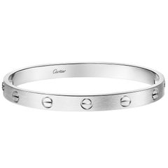 Cartier Love Bracelet Bangle Classic Model White Gold Brushed Finish Size 20