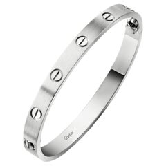 Cartier Love Bracelet Bangle Classic Model White Gold Brushed Finish Size 20