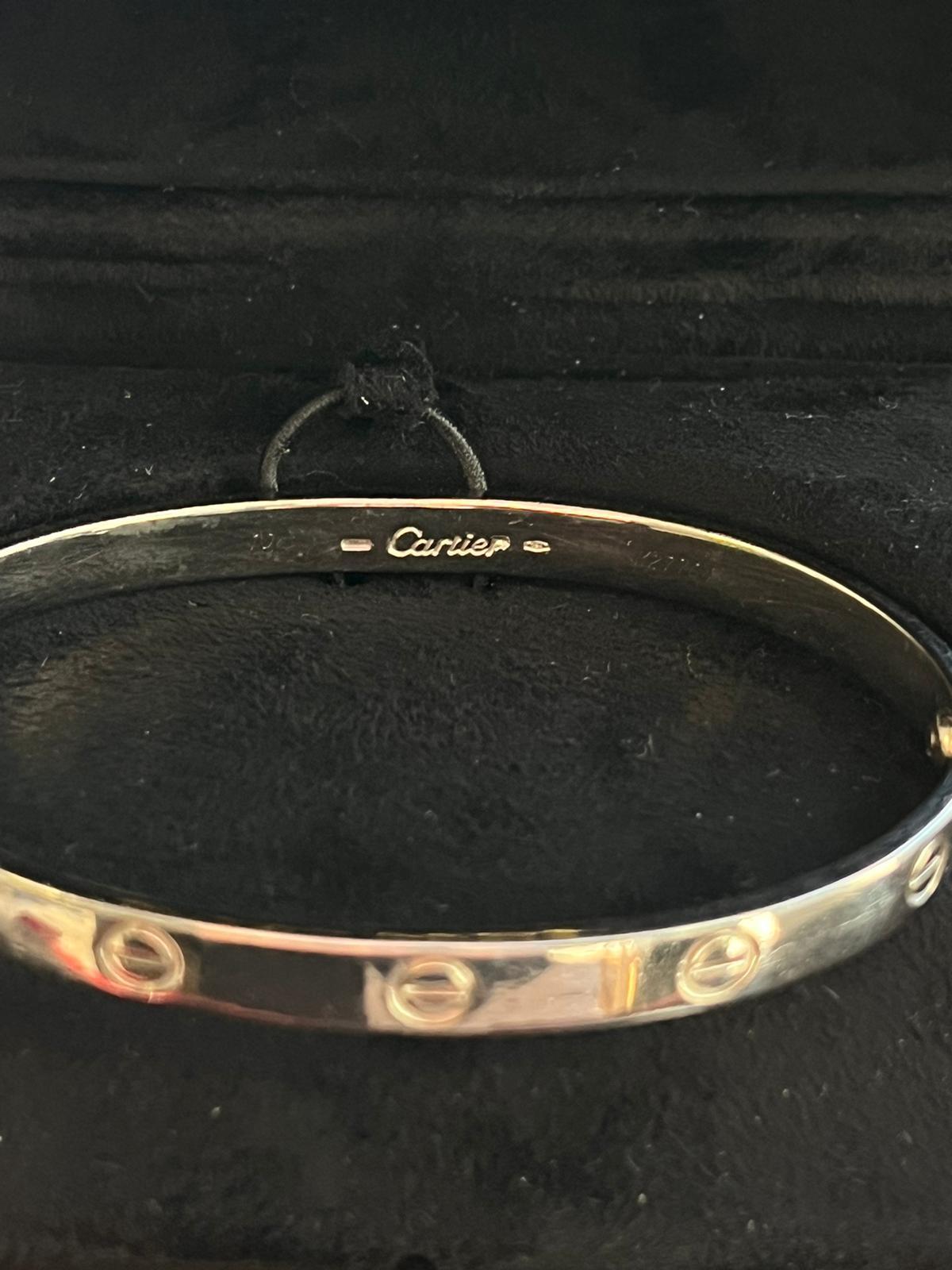 Cartier Love Bracelet Bangle with Screwdriver 19 Size 18K White Gold For Sale 5