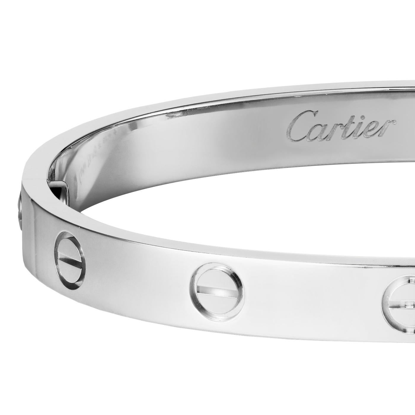 Moderniste Cartier Love Bracelet Bangle with Screwdriver 19 Size 18K White Gold en vente