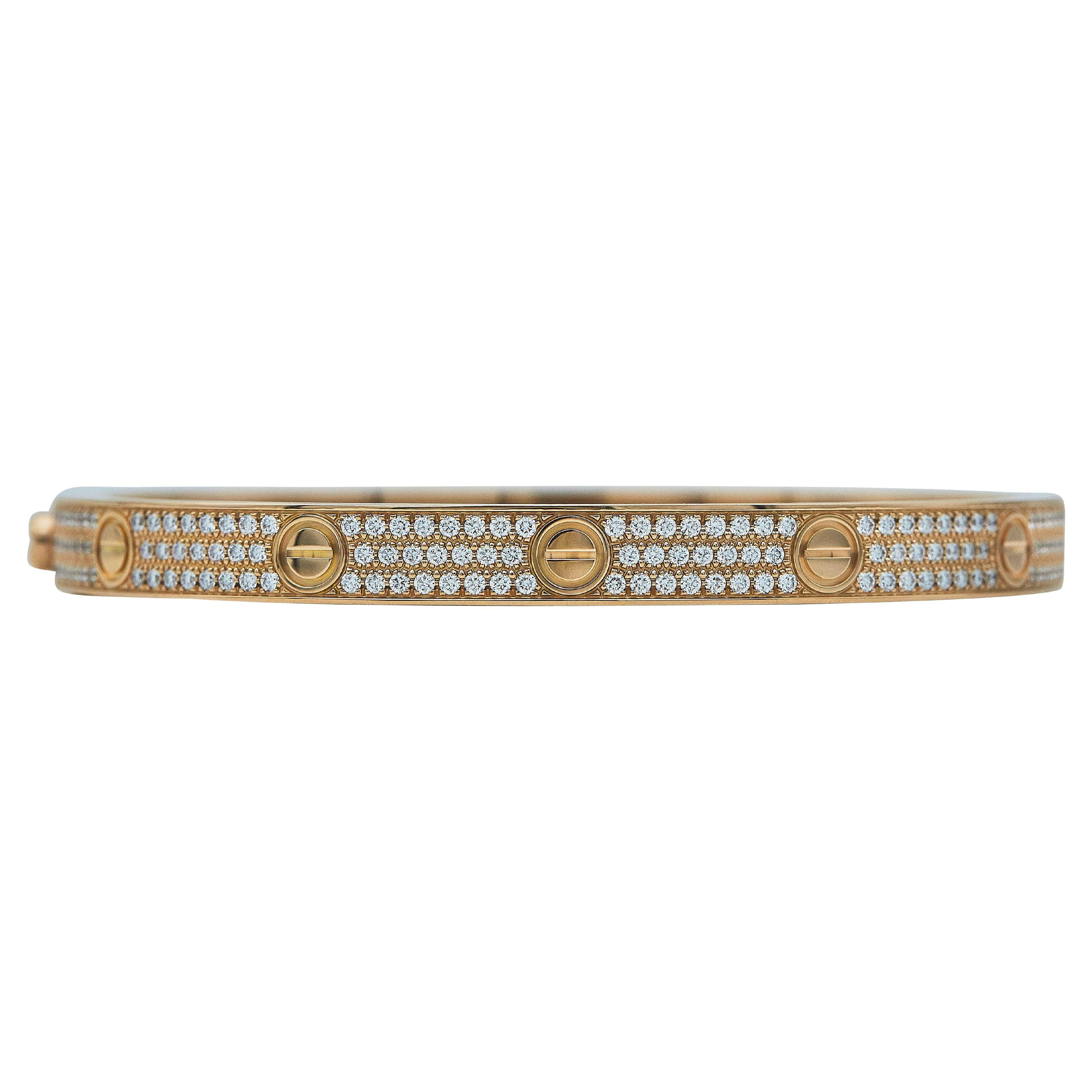 Cartier Bracciale dell'Amore Modello Classico con pavé d'oro rosa 18 carati Taglia 20