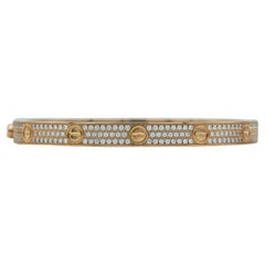 Cartier Love Bracelet Classic Model 18K Rose Gold Paved Size 20