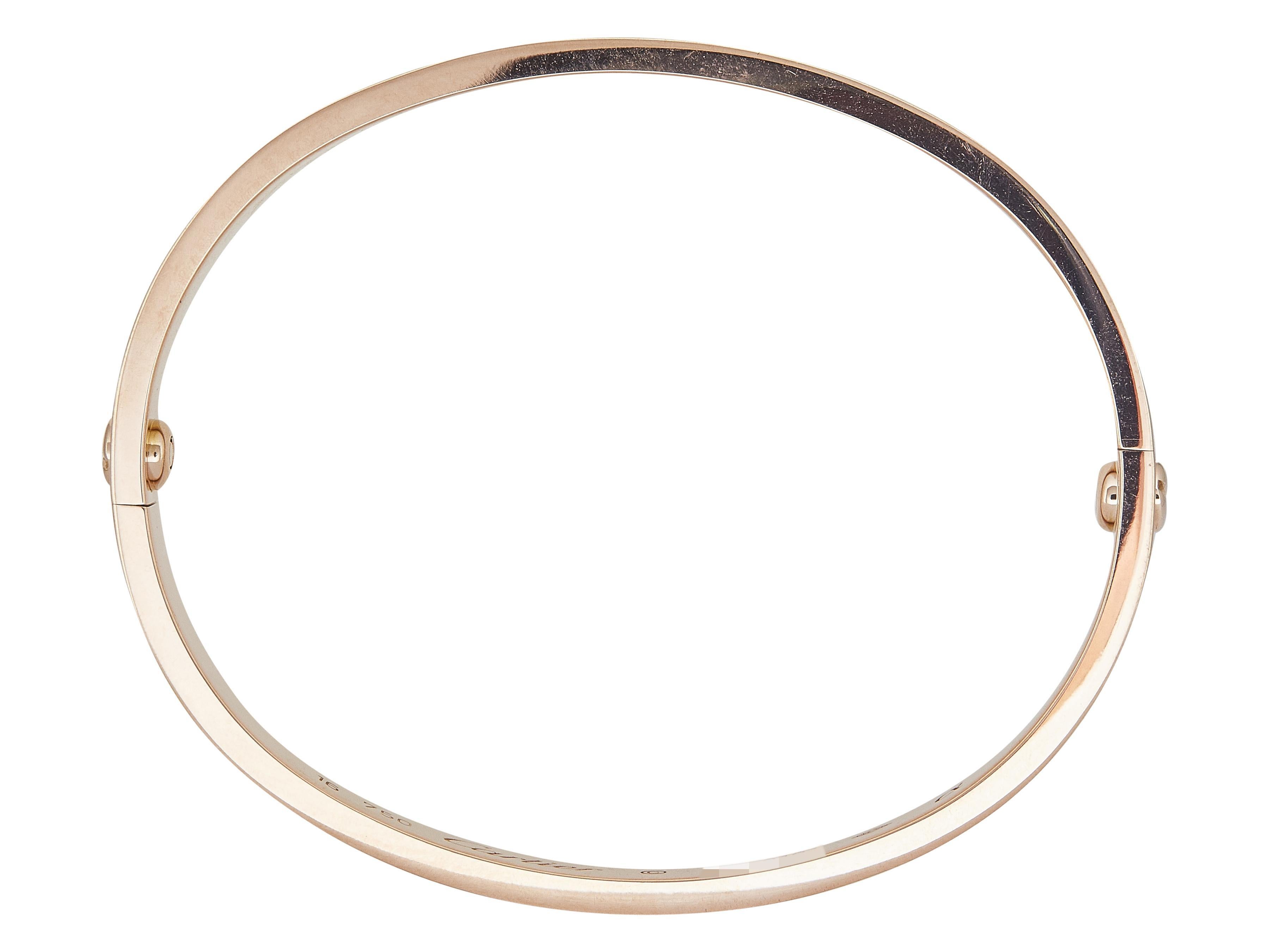 Pulsera Cartier Love Modelo Clásico Oro Rosa 18K Talla 16 en Excelente estado para la venta en New York, NY