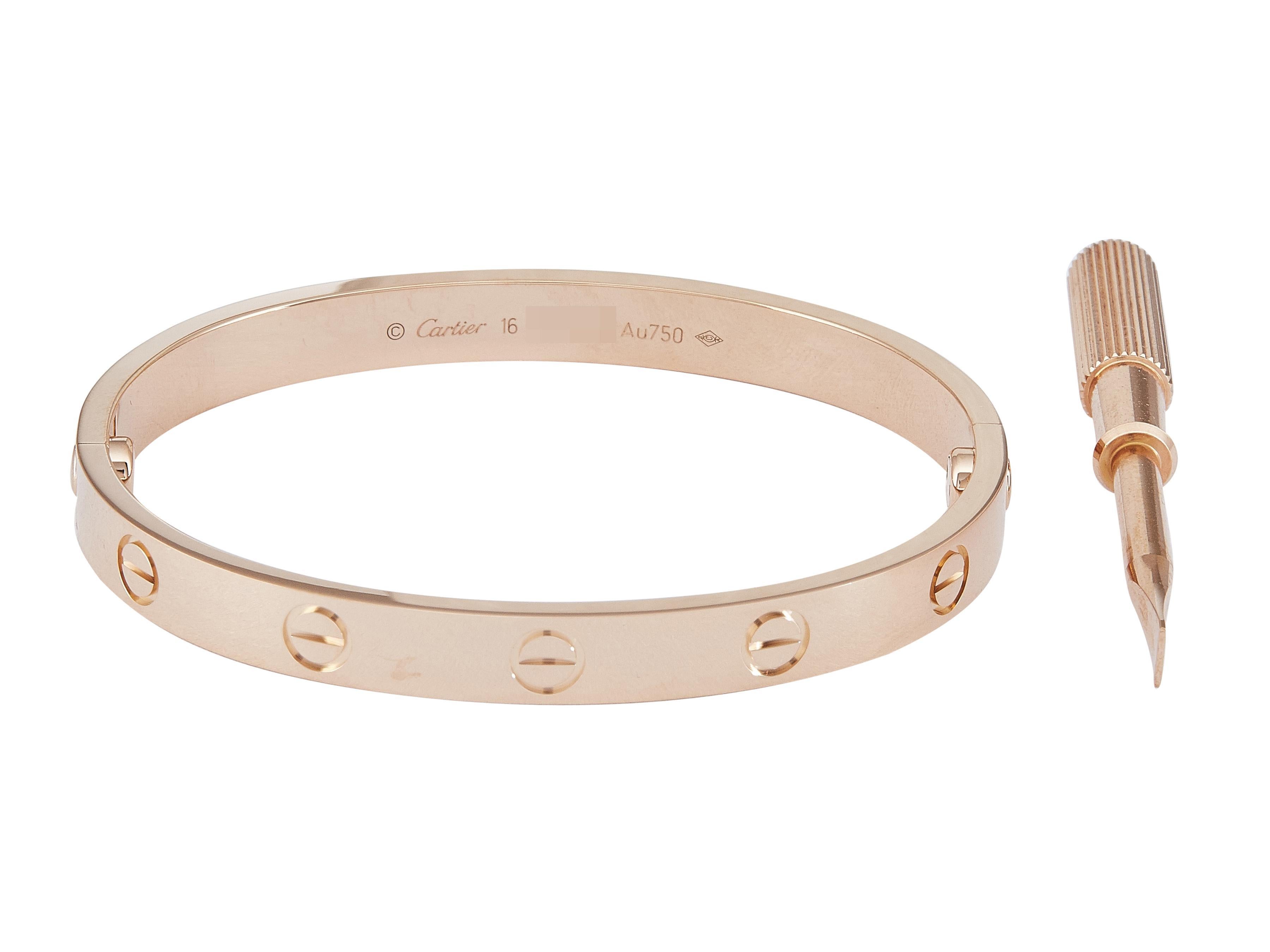 Femenino o masculino Pulsera Cartier Love Modelo Clásico Oro Rosa 18K Talla 16 en venta