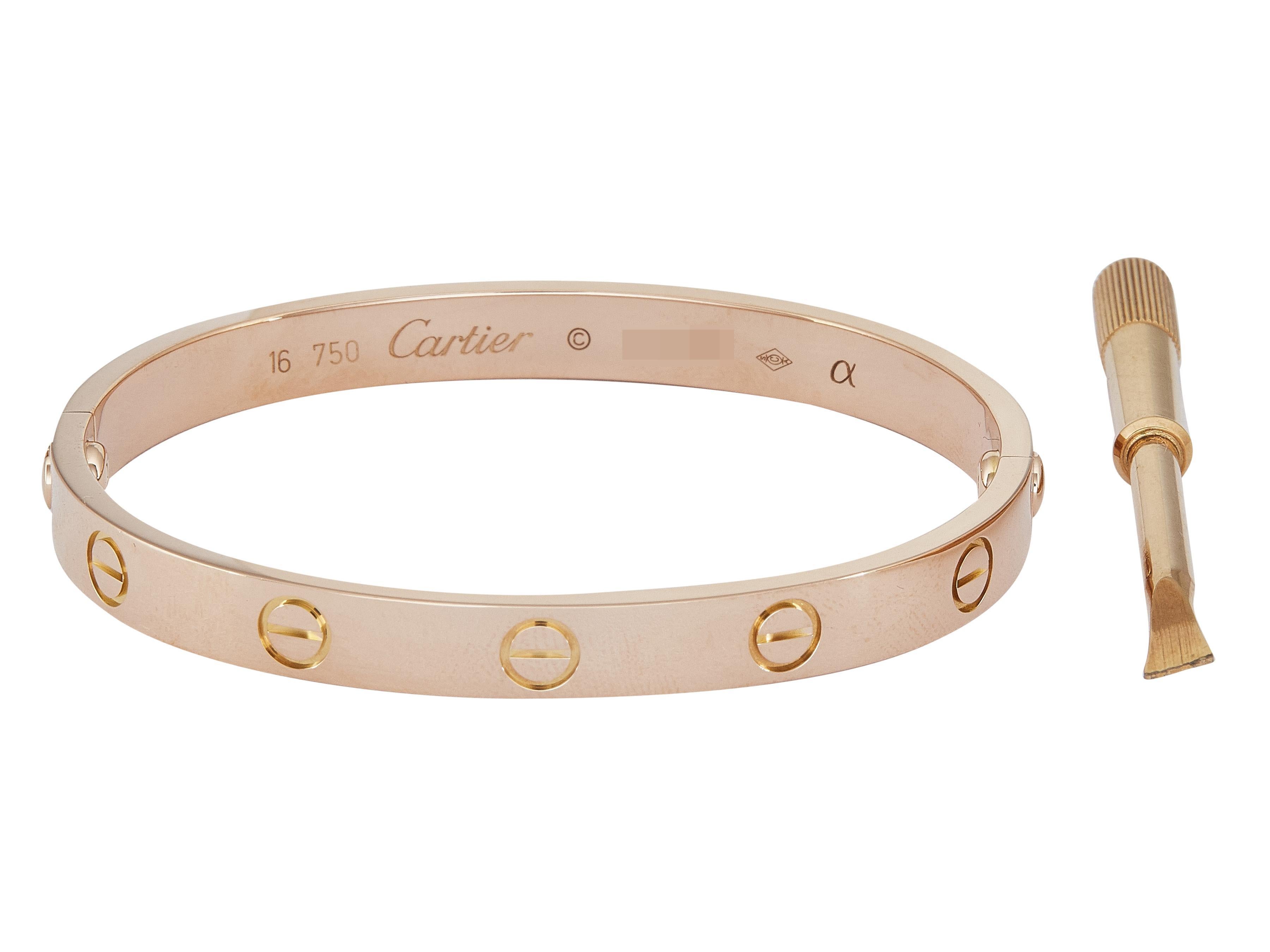 Pulsera Cartier Love Modelo Clásico Oro Rosa 18K Talla 16 en venta 1