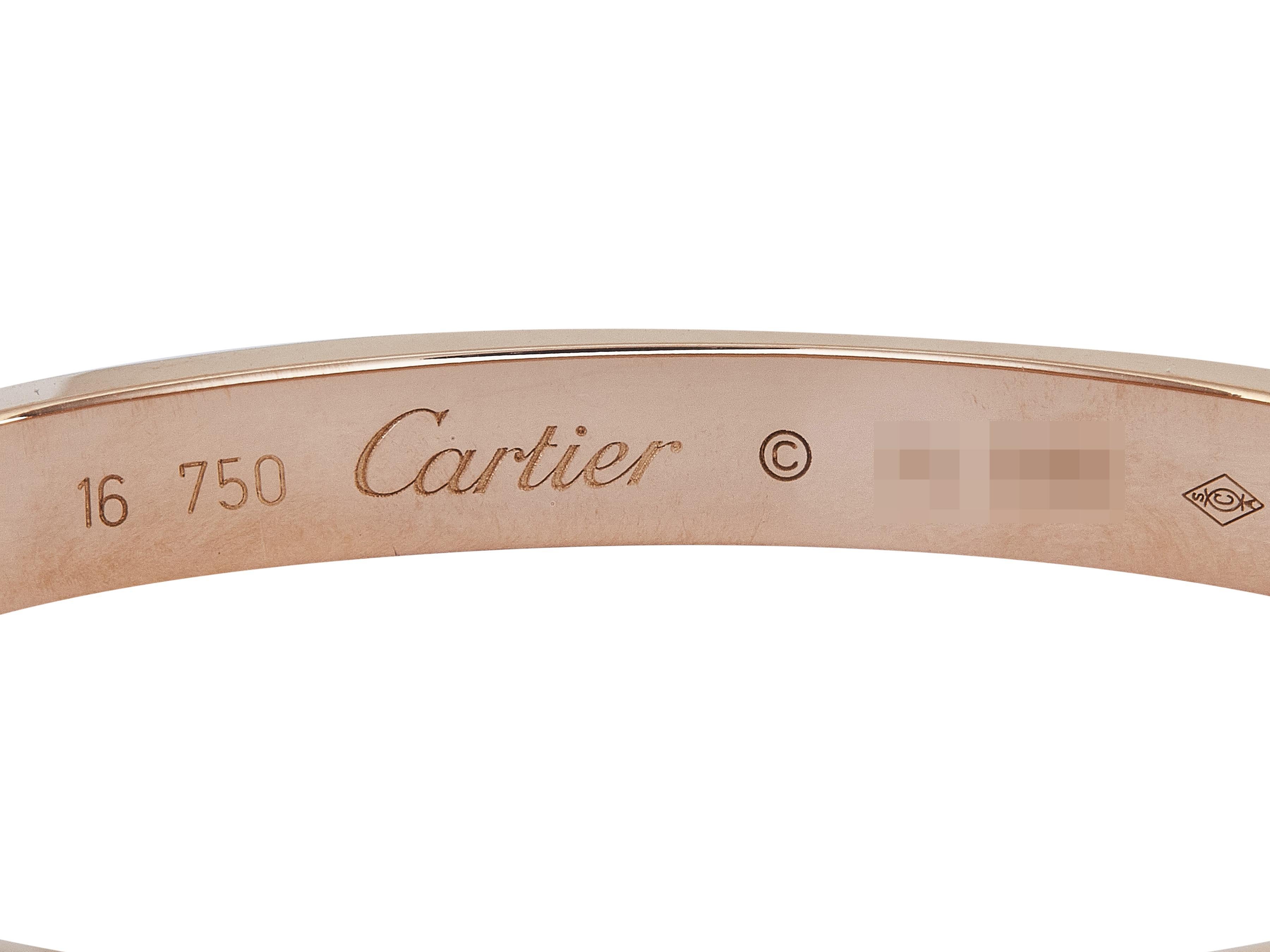 Pulsera Cartier Love Modelo Clásico Oro Rosa 18K Talla 16 en venta 3