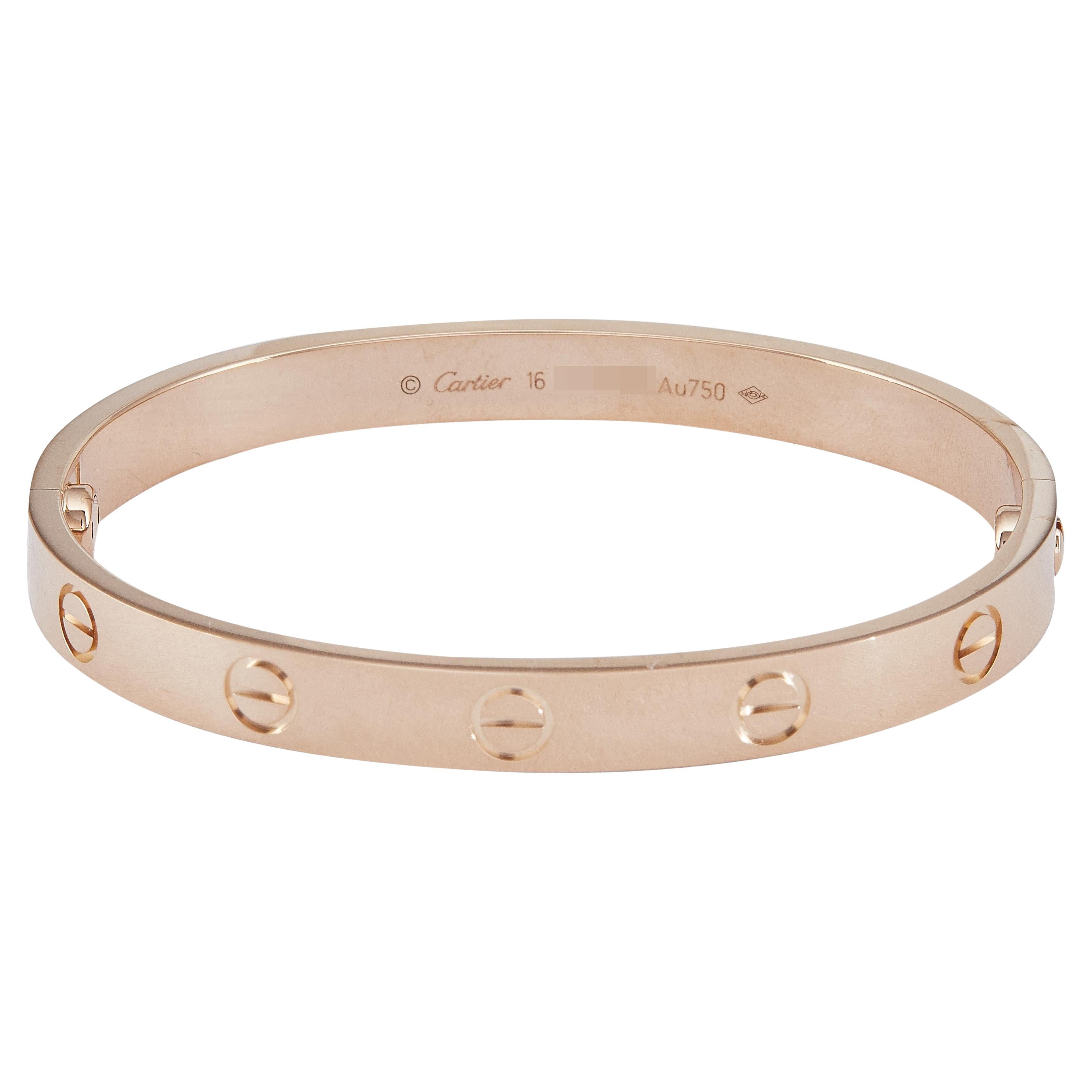 Cartier Love Bracelet Classic Model 18K Rose Gold Size 16