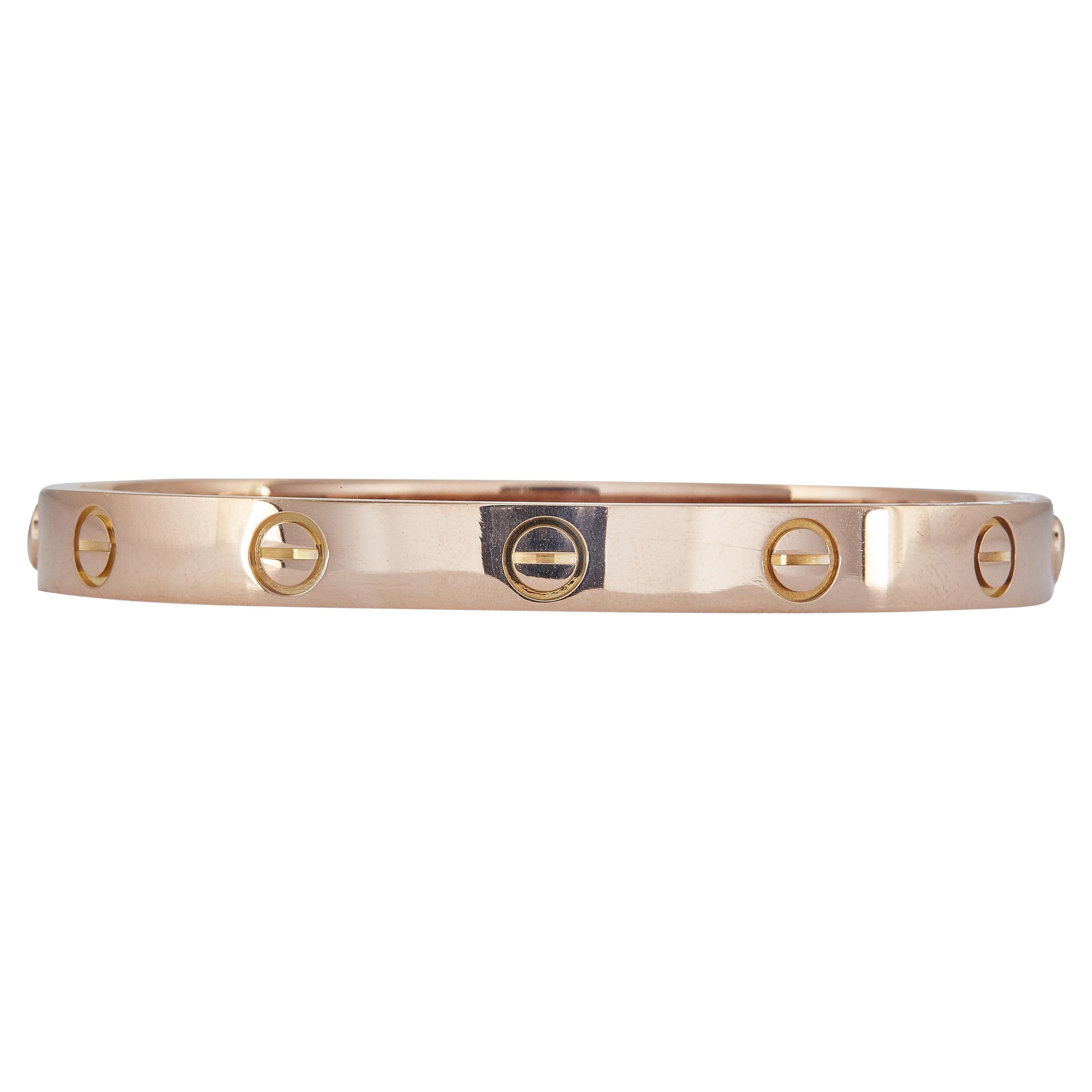 Pulsera Cartier Love Modelo Clásico Oro Rosa 18K Talla 16 en venta