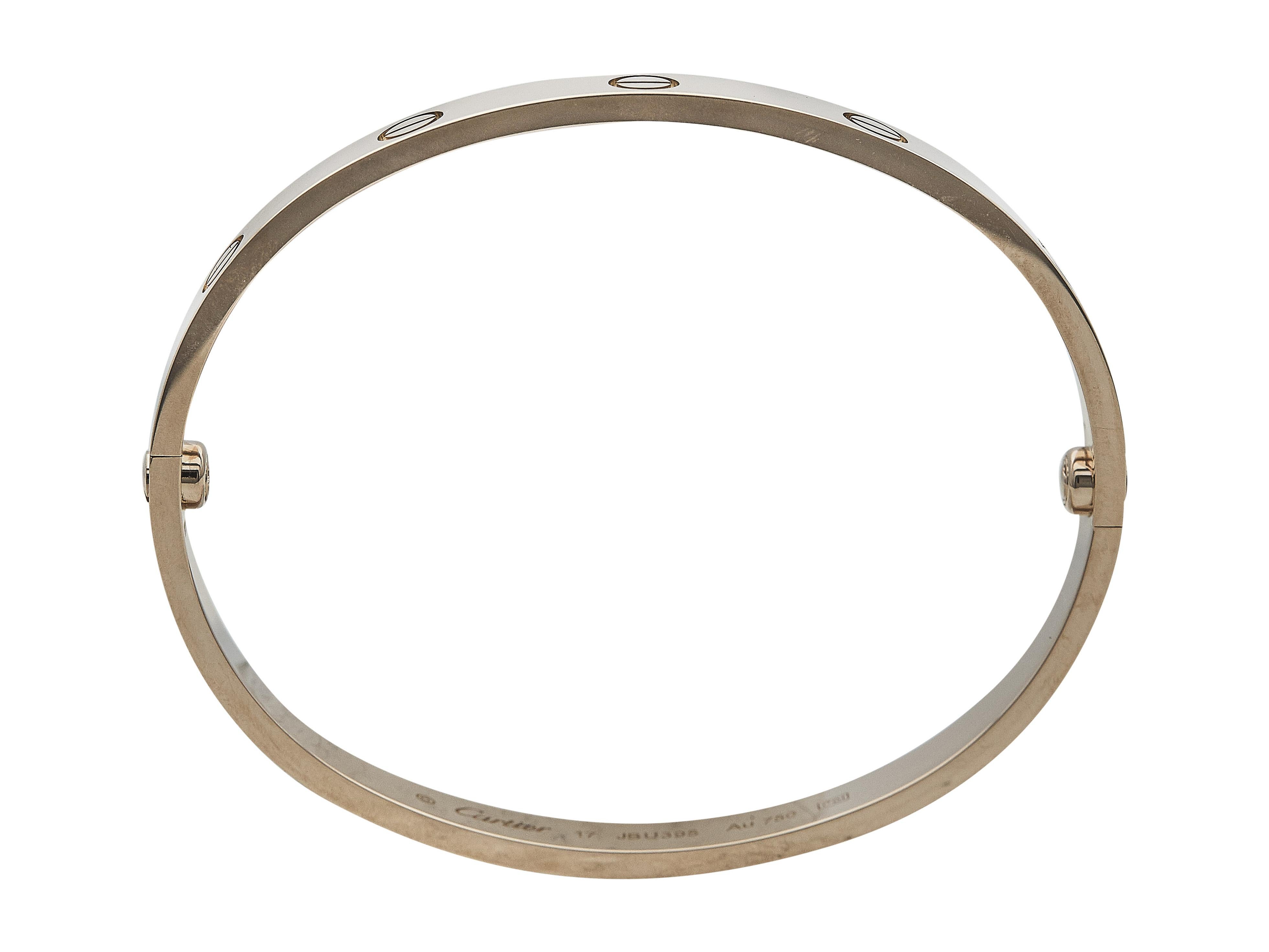 Cartier Love Bracelet Classic Model 18K Rose Gold Size 17 Excellent état - En vente à New York, NY