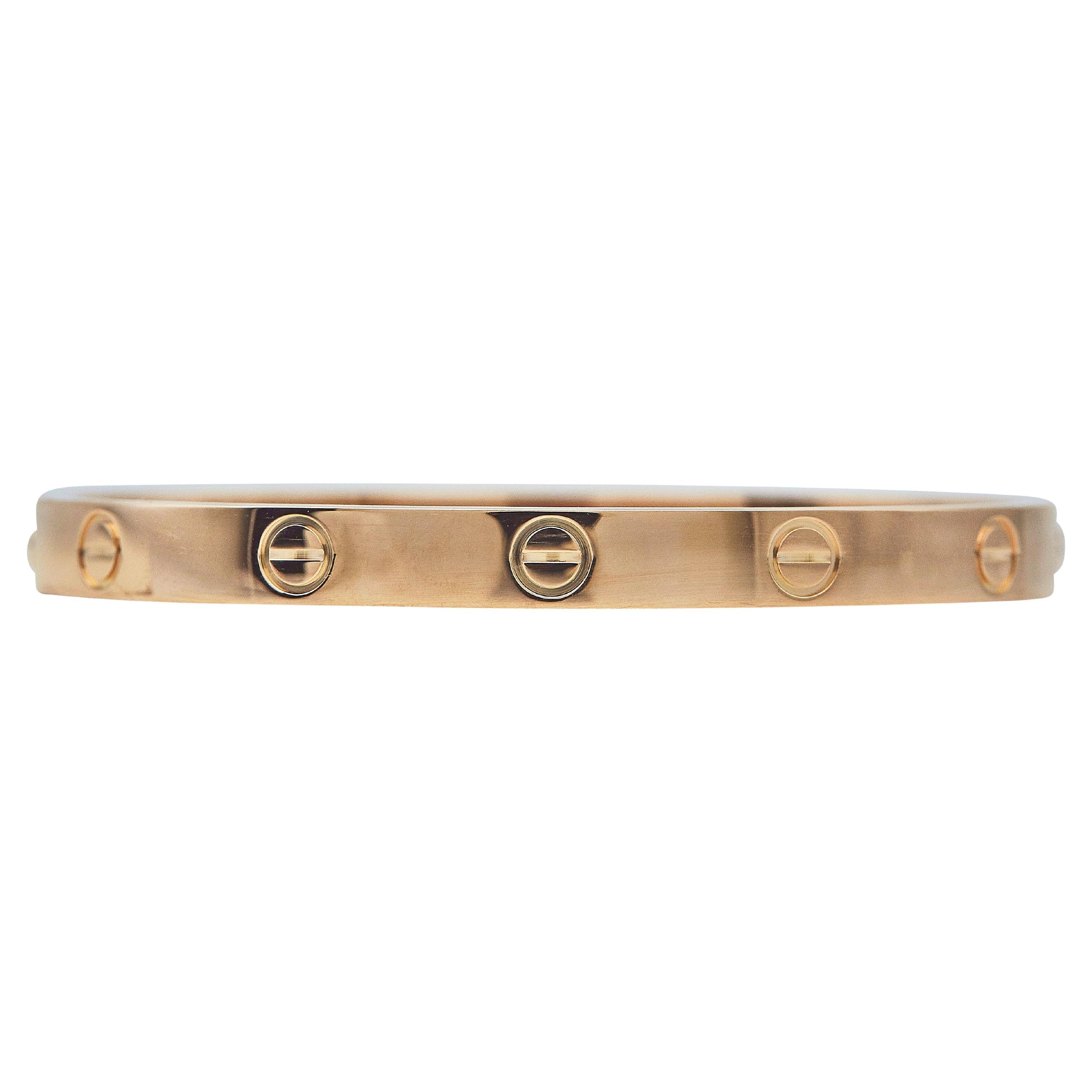 Cartier Love Bracelet Classic Model 18K Rose Gold Size 17