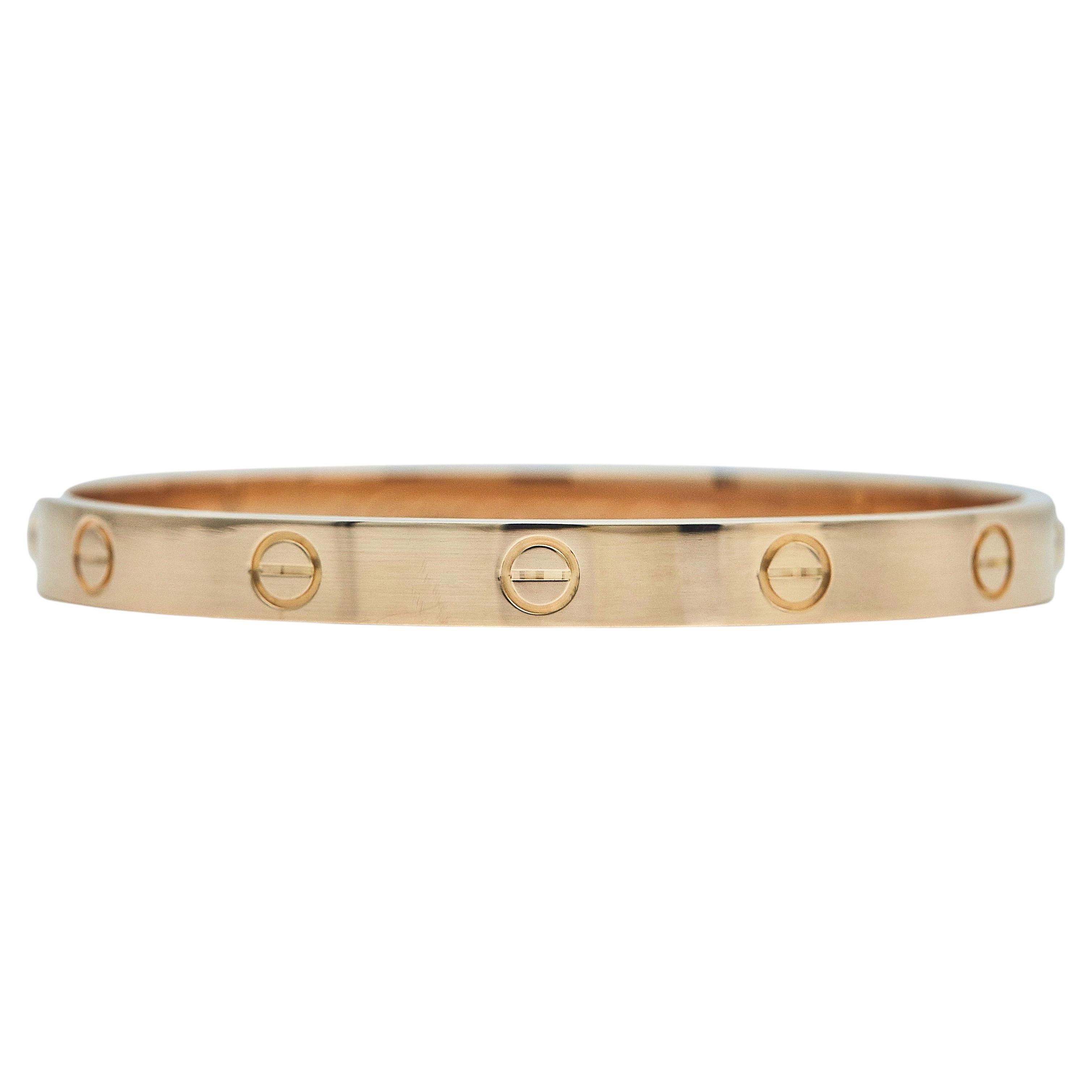 Pulsera Cartier Love, modelo clásico, oro rosa de 18 quilates, talla 17