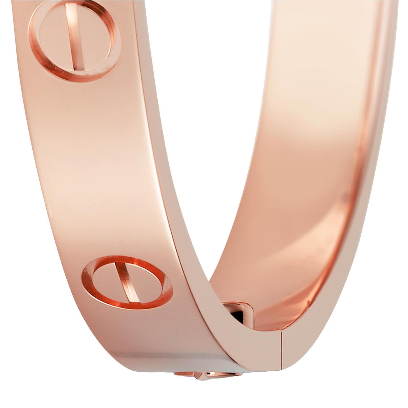 Cartier Love-Armband Classic Modell 18K Roségold mit Schraubenzieher Größe 18 (Moderne) im Angebot
