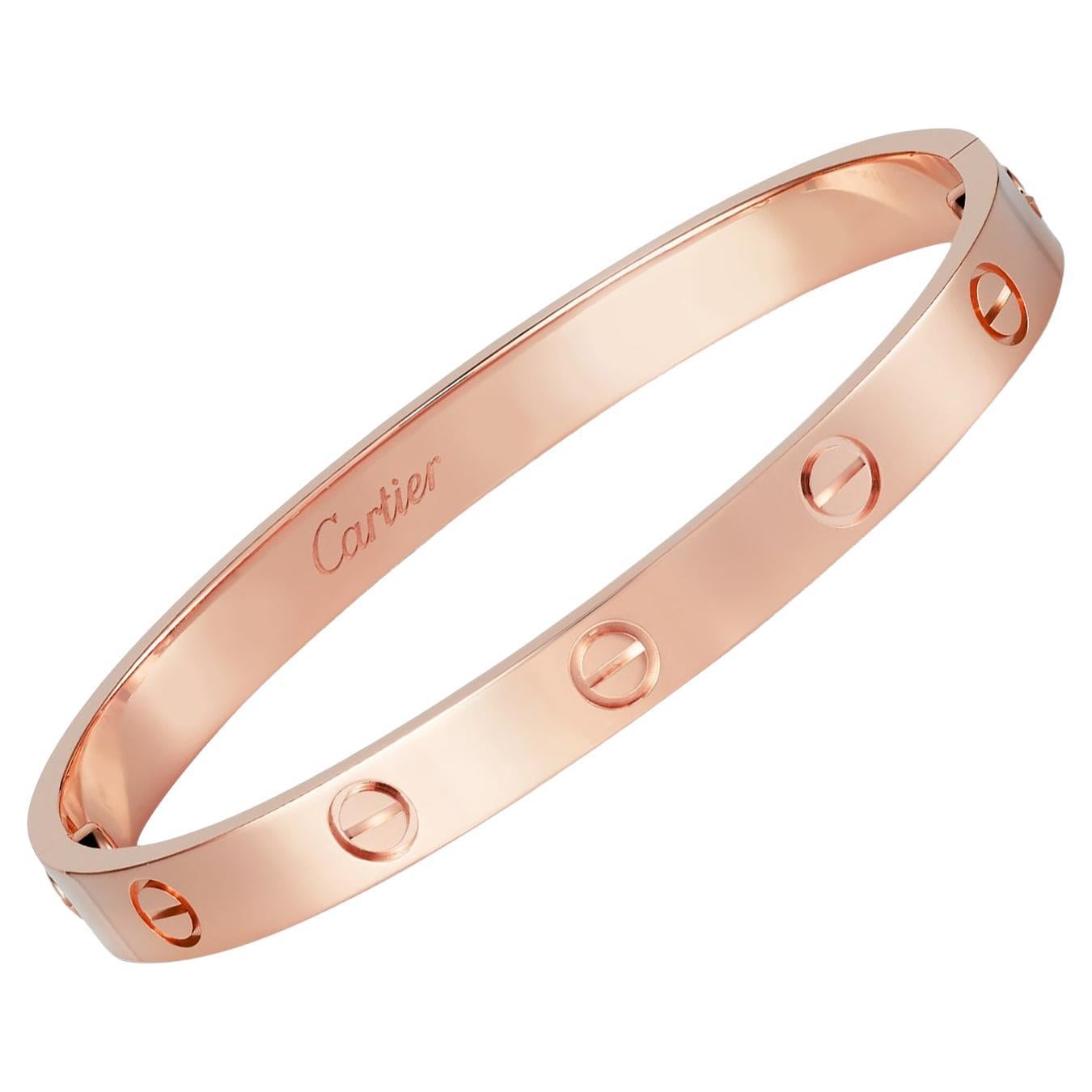 Cartier Love Bracelet Classic Model 18K Rose Gold with Screwdriver Size 18