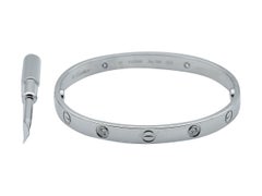 Cartier Love Bracelet, Classic Model, 18K White Gold 4-Diamond Size 17