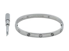 Cartier Love Bracelet, Classic Model, 18K White Gold 4-Diamond, Size 17
