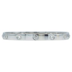 Bracciale Cartier Love, modello classico, oro bianco 18 carati, 4 diamanti, misura 18