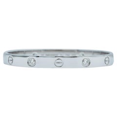 Cartier Liebesarmband, klassisches Modell, 18K Weißgold 4-Diamanten Größe 16