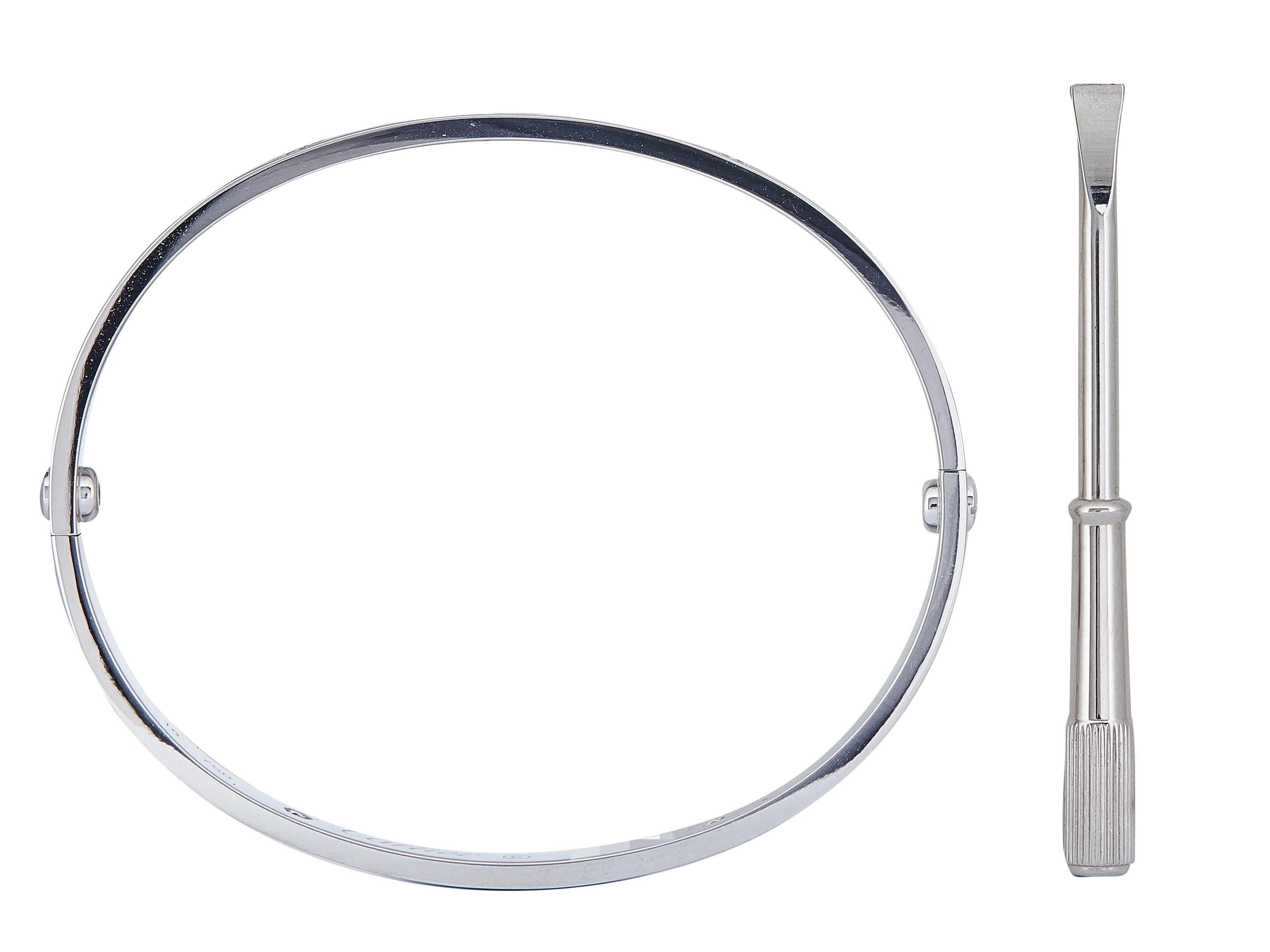 Cartier LOVE Armband Classic Modell 18K Weißgold 4-Diamanten Größe 18 (Zeitgenössisch) im Angebot