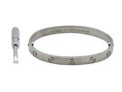 Cartier Love Bracelet, Classic Model, 18K White Gold, Size 17