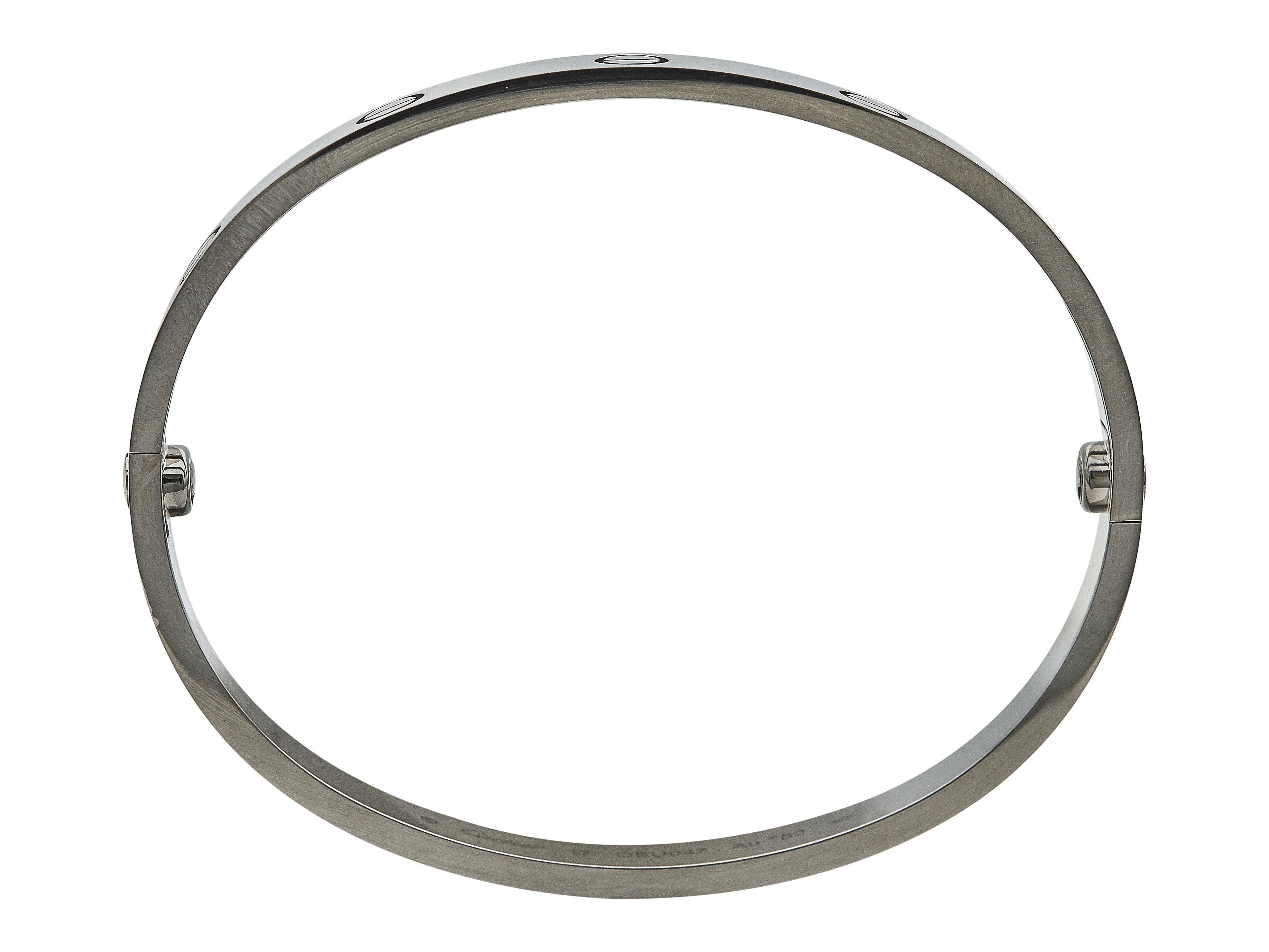 Cartier Love Bracelet Modèle Classique Or Blanc 18K Taille 17 Unisexe en vente