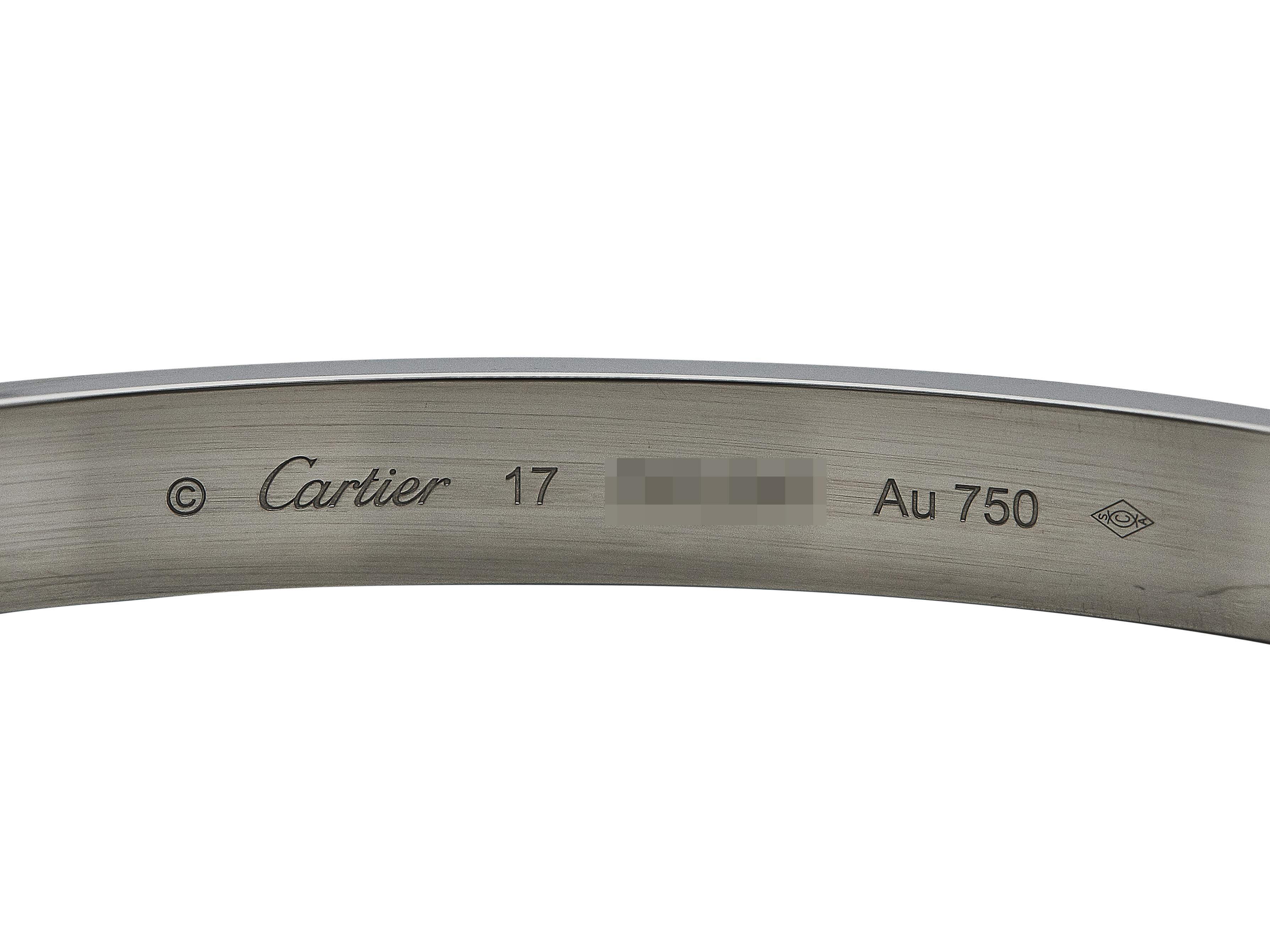 Cartier Love Bracelet Modèle Classique Or Blanc 18K Taille 17 en vente 1