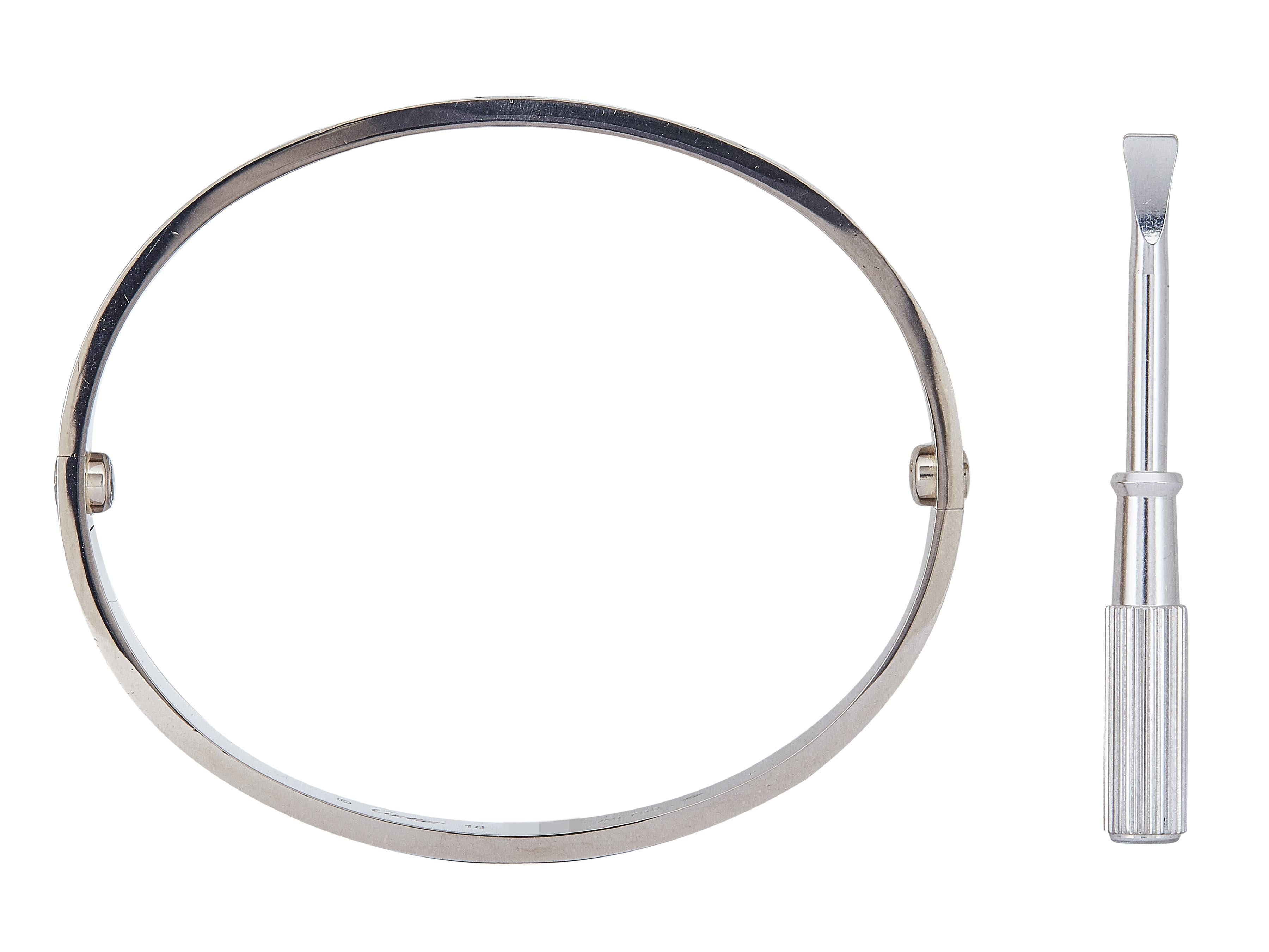Contemporary Cartier LOVE Bracelet Classic Model 18K White Gold Size 18 For Sale