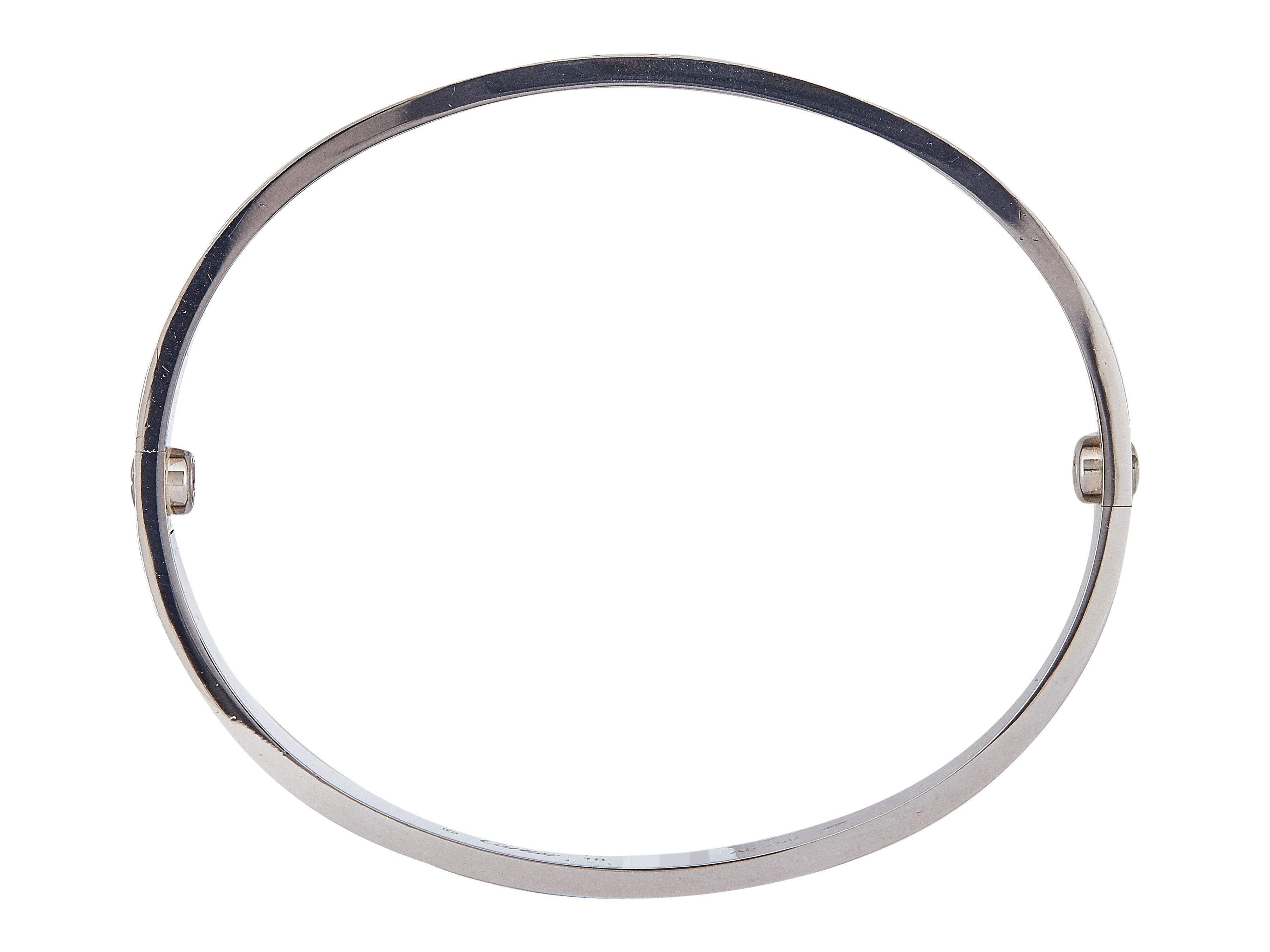 Cartier LOVE Bracelet Classic Model 18K White Gold Size 18 In Excellent Condition For Sale In New York, NY