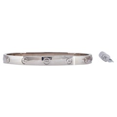 Cartier LOVE Bracelet Classic Model 18K White Gold Size 18