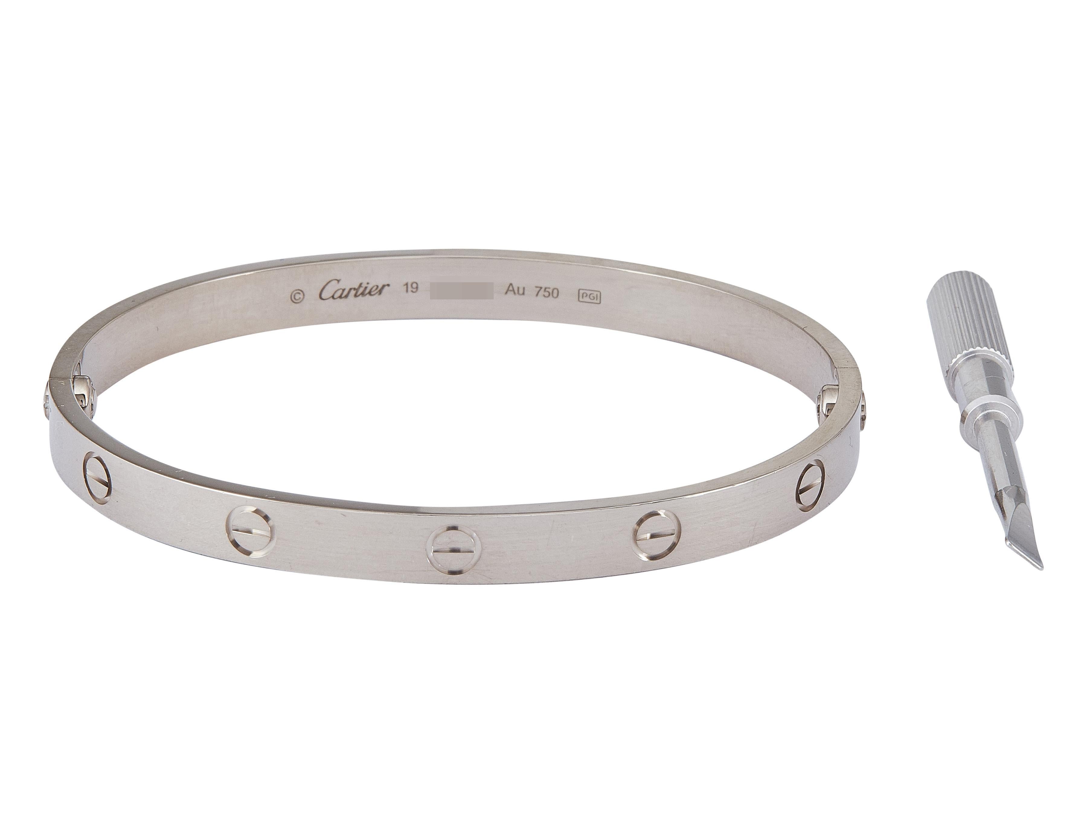 Cartier LOVE Armband Classic Model 18K Weißgold Größe 19 im Zustand „Hervorragend“ im Angebot in New York, NY