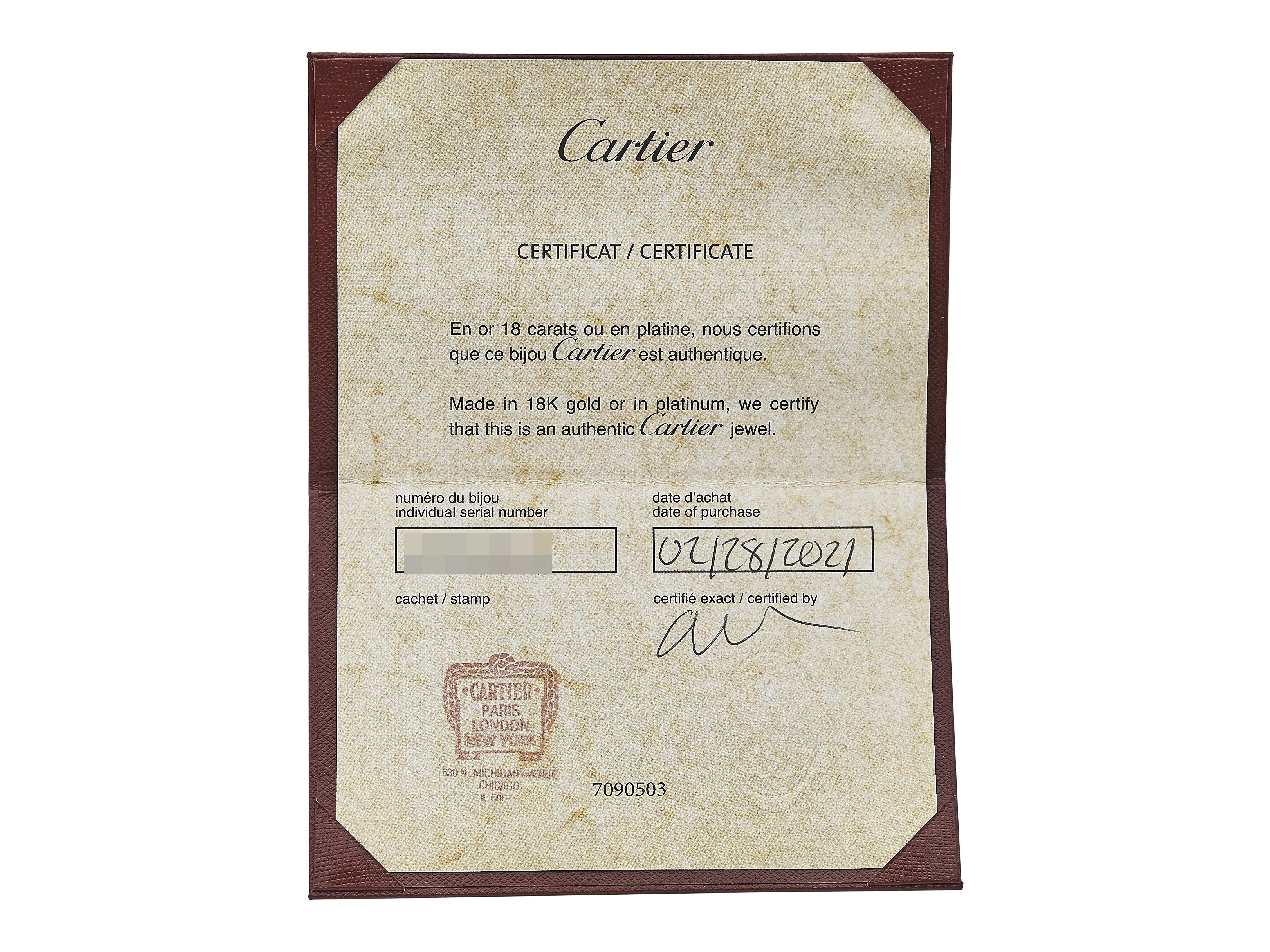 Cartier Love Bracelet Modèle Classique Or Blanc 18K Taille 19 en vente 1