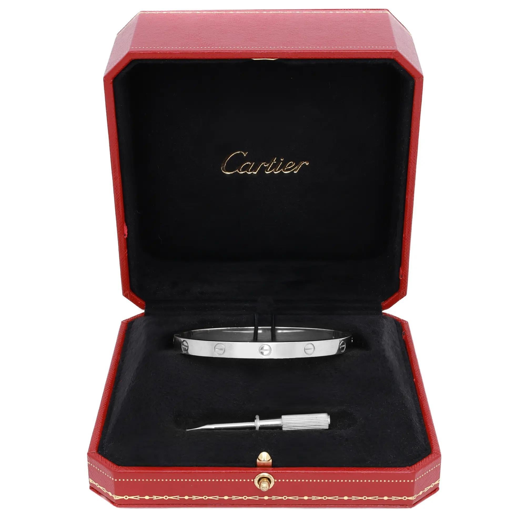 Cartier Love Bracelet Modèle Classique Or Blanc 18K Taille 19 Unisexe en vente